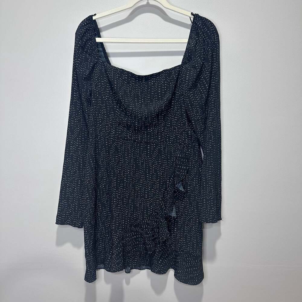 Lola Grace Black Polka Dot Long Sleeve Ruffle Mini Dress